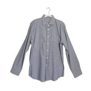 Canali 1934 Italy Men's Plaid Cotton Button Up Shirt in Blue/White